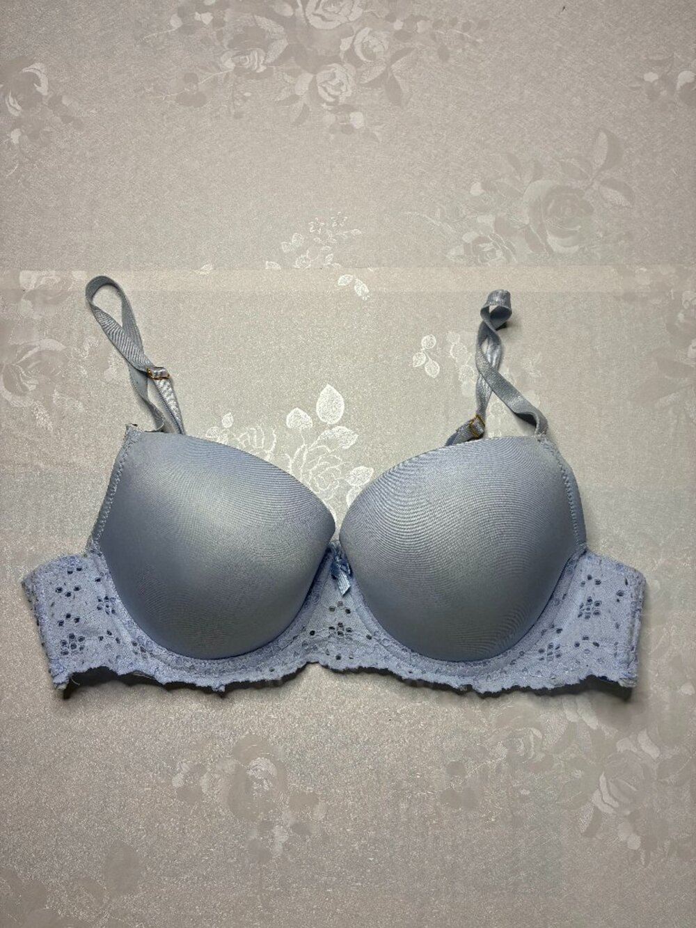 36B Baby Blue push up bra eyelet lace